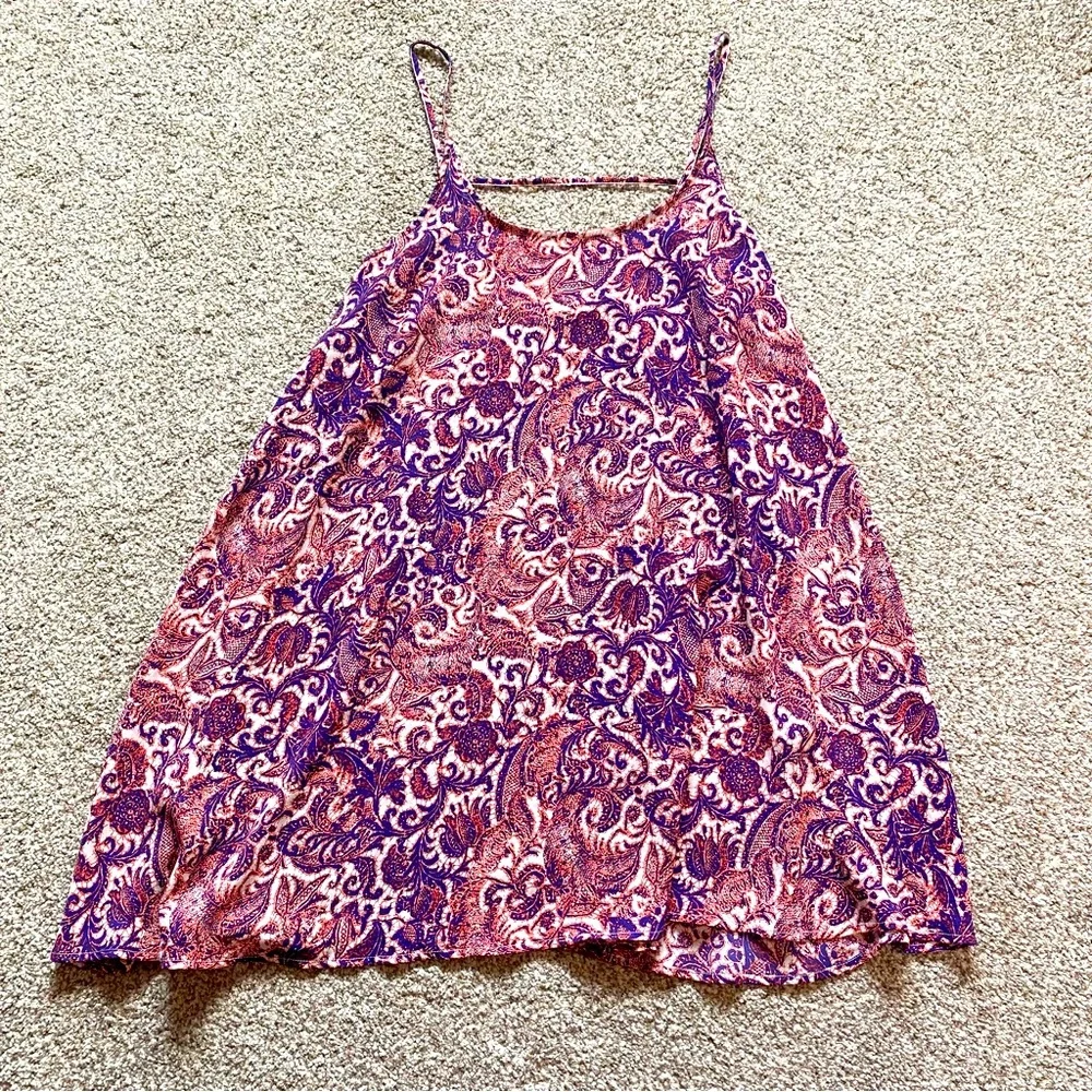 Free People Slip Dress Size Small Oversized Intimately Purple & Pink Paisley EUC